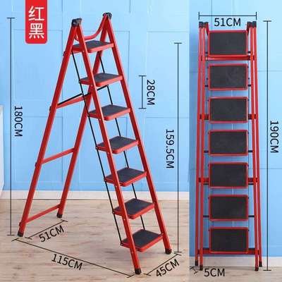 家用钢梯六步梯子 擦玻璃凳子凳铝合金梯子五步4步凳子加高q.
