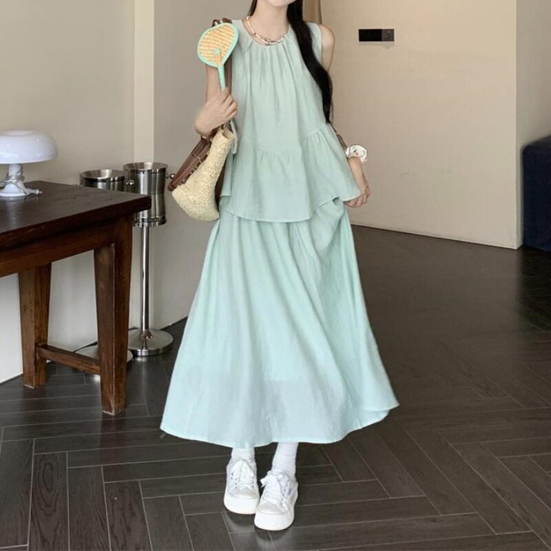 薄荷曼波绿套装女夏季甜