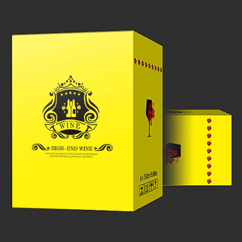 黄色6瓶装彩色纸箱葡萄酒箱子红酒包装箱加厚加硬5层彩箱新款