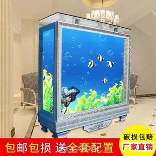 欧式 新款 相框屏风隔断吧台落地大型客厅家用生态鱼缸水族箱1.2米1