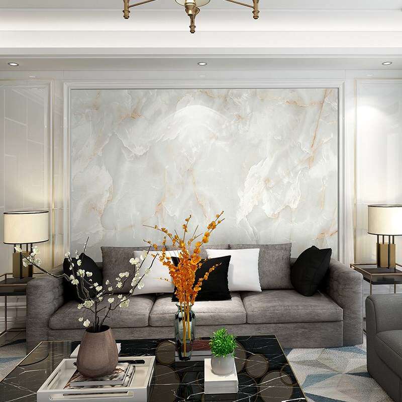 现代简约壁画大理石纹路电视沙发背景墙客厅卧室暖色定制壁纸墙布