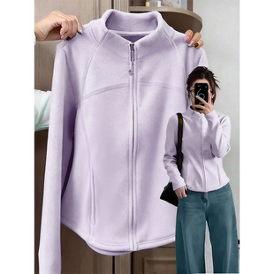 修身摇粒绒女内搭外套加绒加厚保暖卫衣秋冬季