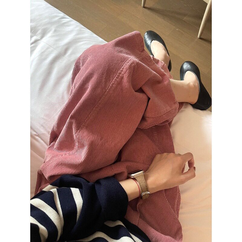 粉色复古阔腿裤女2026秋季慵懒风百搭休闲裤子