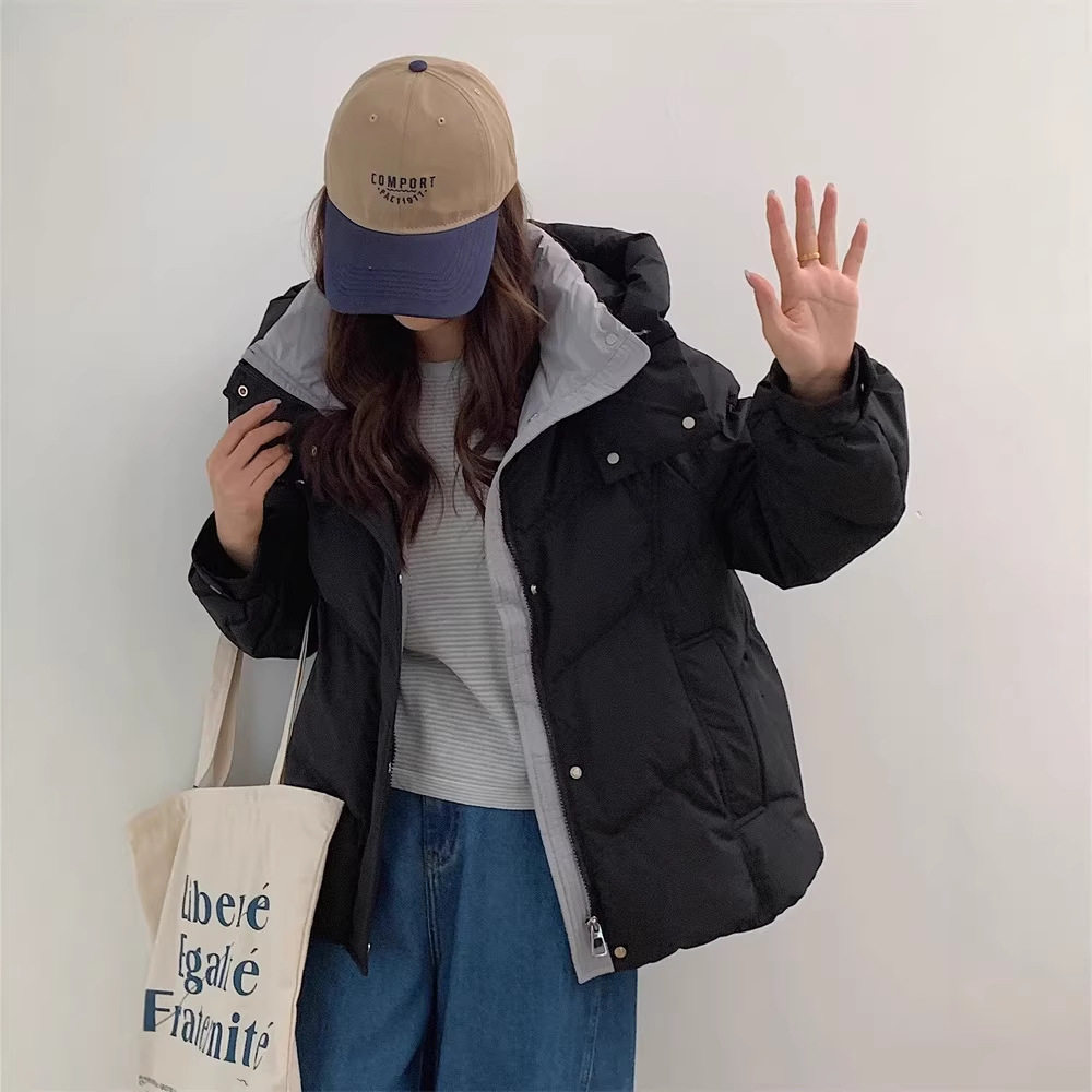 小个子纯色羽绒服女年冬季宽松短款加厚棉