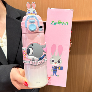 疯狂动物城朱迪尼克儿童保温杯男女孩学生上学2025新款 双饮水杯子