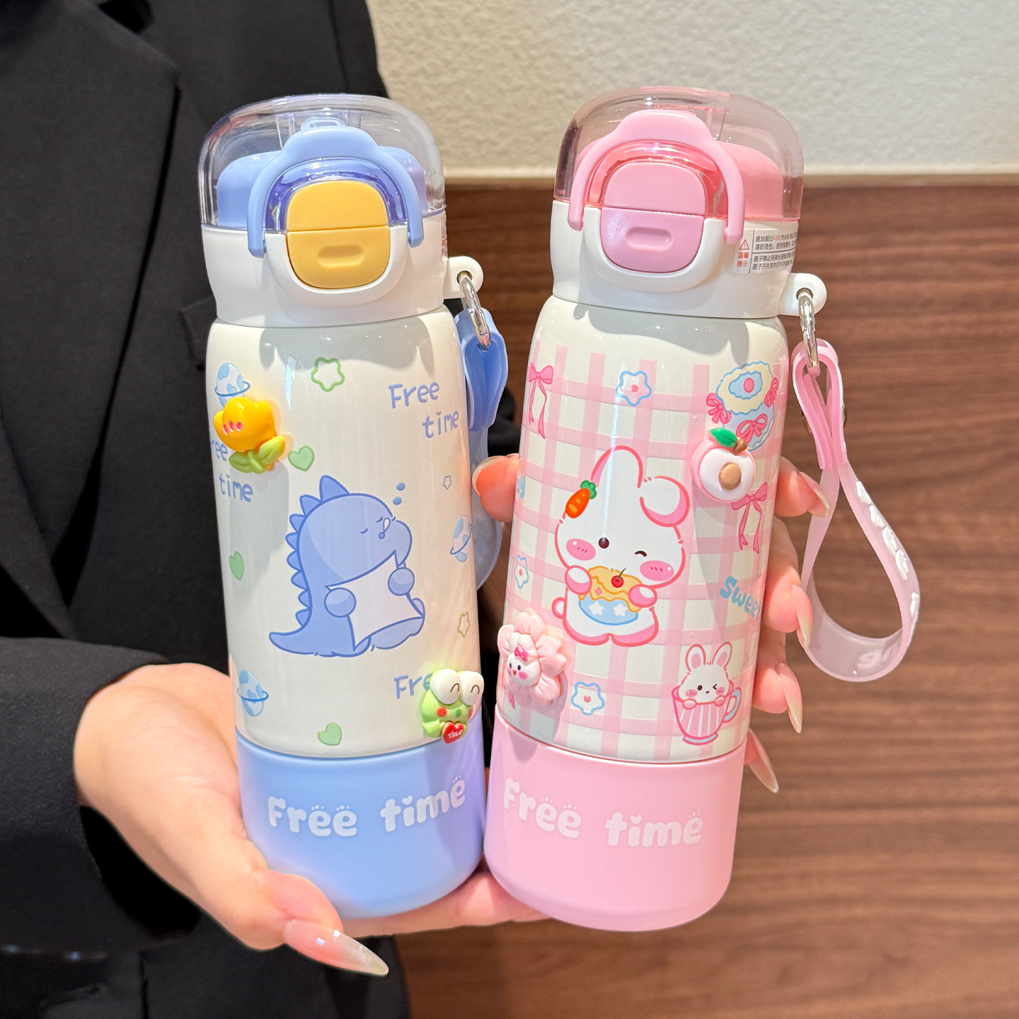 儿童保温杯男孩女孩上学专用三合一杯子小学生吸管水杯316食品级