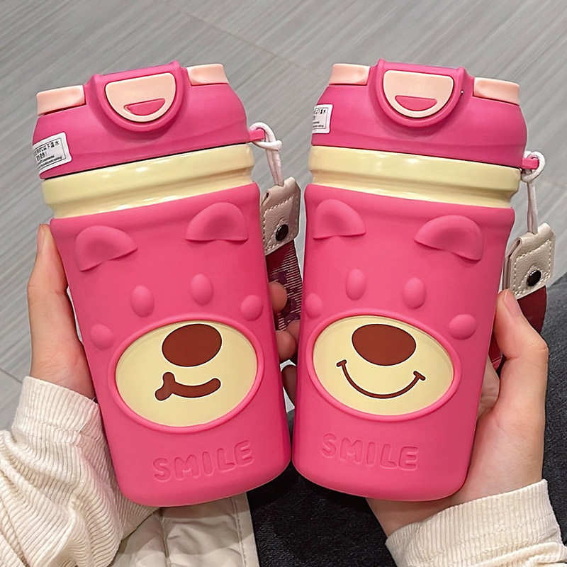 保温咖啡杯女生双饮口可携式水杯可爱少女心吸管杯学生高颜值杯子