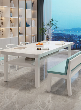 去客厅化实木大书桌家用学习办公桌白色钢琴烤漆写字桌双层隔板桌