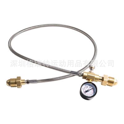 氮气氦气36英寸不锈钢编织管CGA580/CGA540接头带压力表