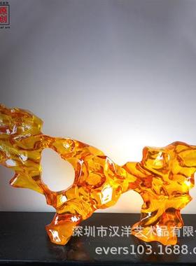 高档树脂装饰摆设仿琉璃蓝色艺术品酒店大堂雕塑摆件