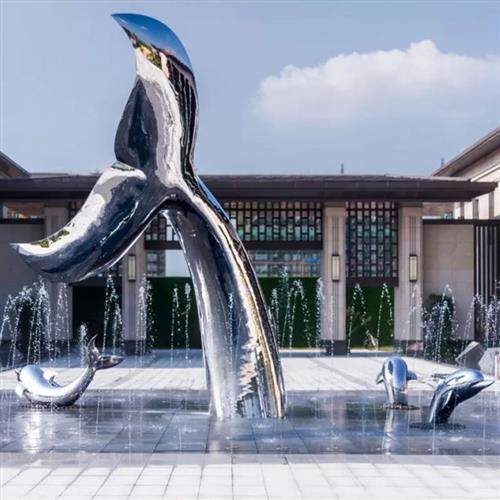 大型不锈钢雕塑定制玻璃钢镂空动物鲸鱼户外广场公园金属景观摆件