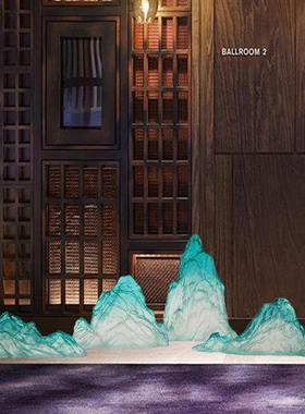 现代创意透明树脂假山雕塑摆件酒店售楼处样板间别墅软装饰工艺品