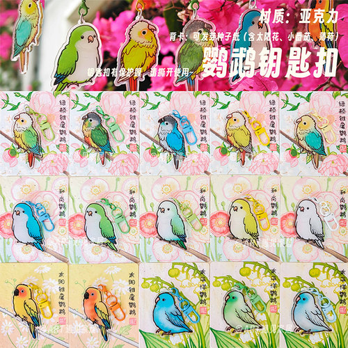 绿颊锥尾鹦鹉钥匙扣原创设计