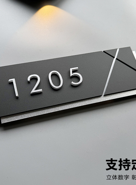 门牌号高级感家用入户门轻奢创意定制订制名宿高档小区别墅住宅新房门口装饰带感应灯房间号码牌酒店贴牌