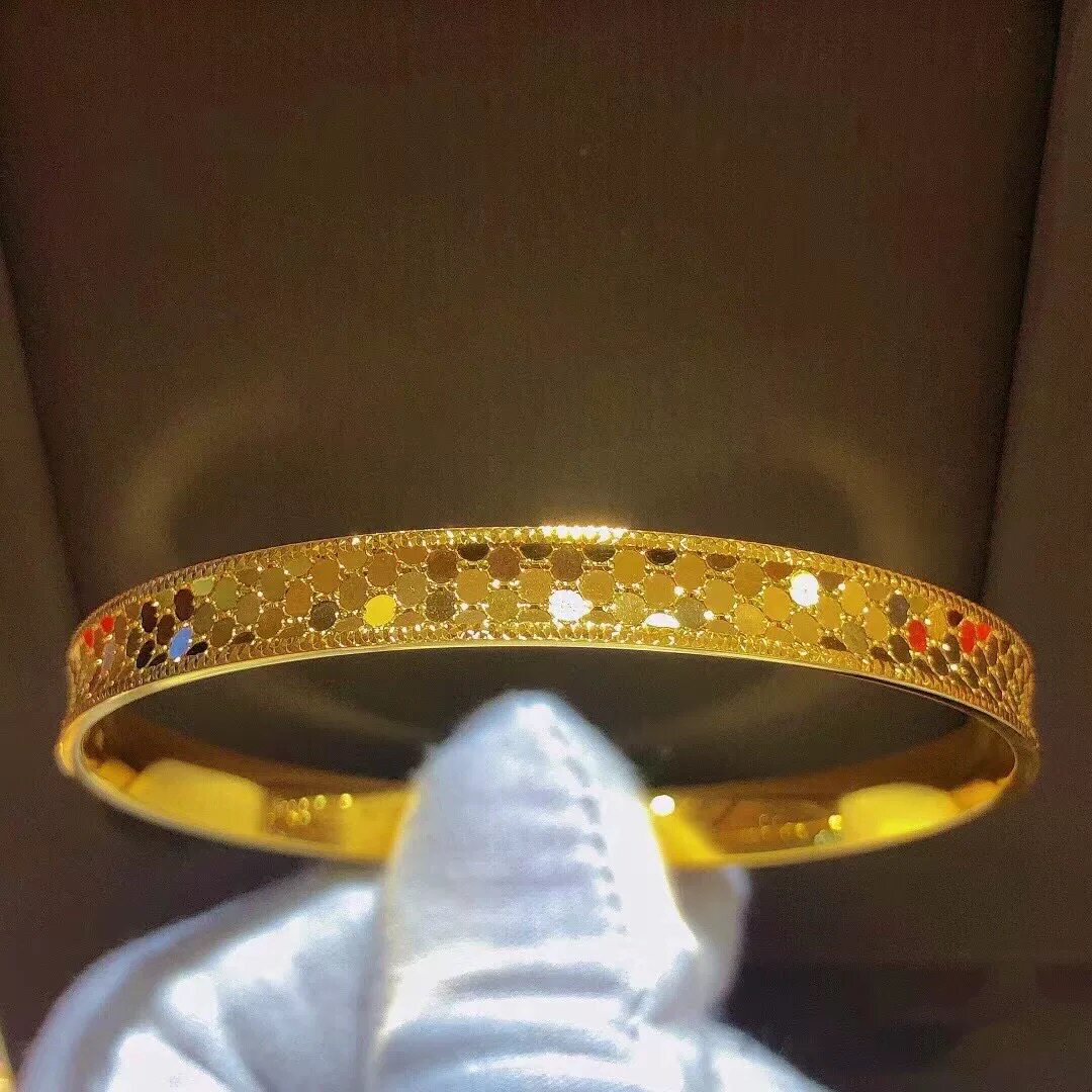 越南沙金24K黄金龙鳞手镯女款3D硬金手环锡金镯子送女友礼物