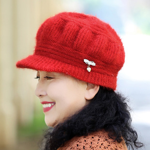 中老年帽子女冬天老人奶奶保暖毛线帽加绒加厚针织百搭时尚妈妈帽