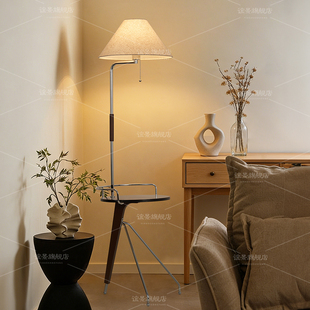 法式中古落地灯客厅沙发旁高级感美式复古卧室置物架一体氛围台灯