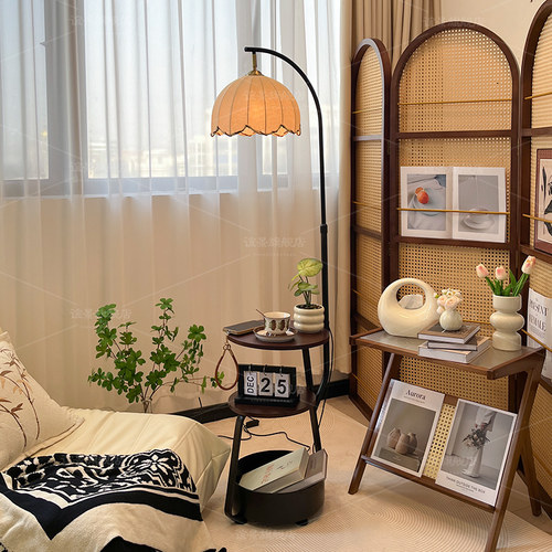 中古风落地灯客厅沙发旁置物台灯