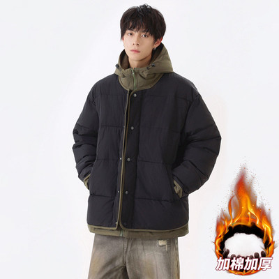 MPstudios原创男装十九秋工作室亿万少年加绒加厚假两件连帽棉衣