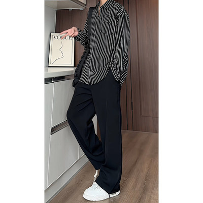 MPstudios原创男装十九秋工作室0123start垂感条纹衬衫西裤两件套