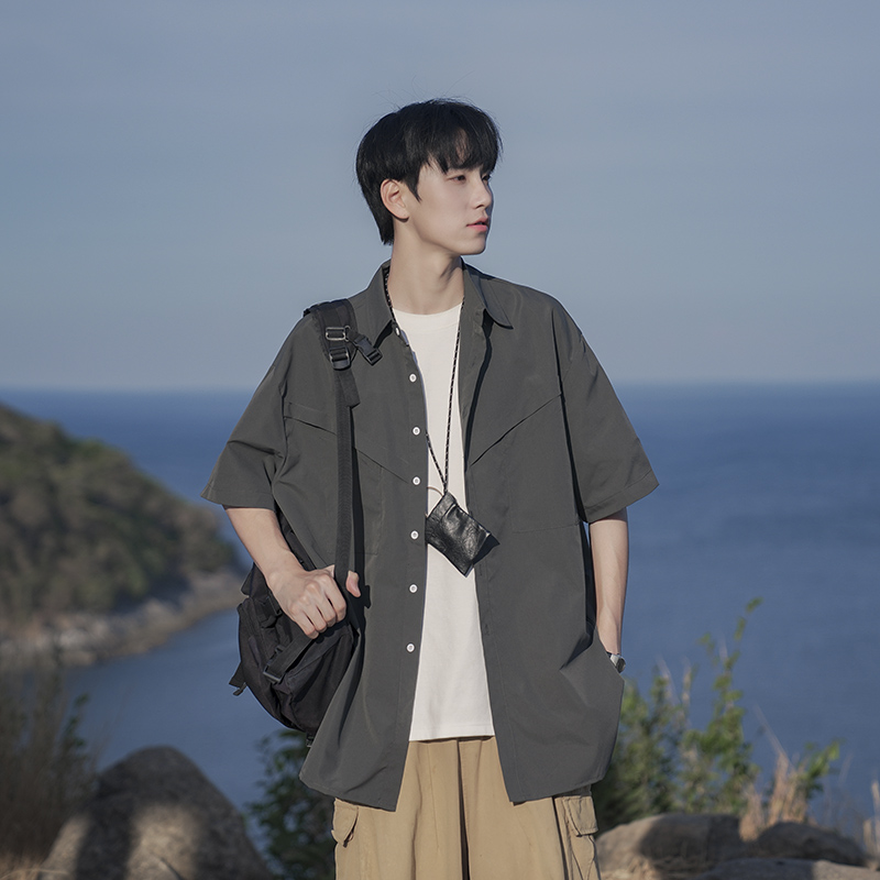 MPstudios原创男装GOODBAI阿茶与阿古zakkamade日系宽松短袖衬衫