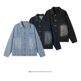 MPstudios原创男装阿茶与阿古pd大人東崛NOLOGO宽松工装牛仔外套