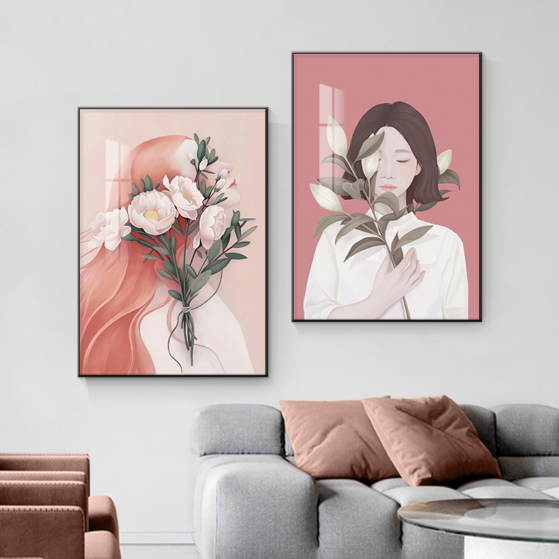 轻奢人物客厅装饰画北欧风格女孩餐厅挂画现代简约卧室床头画壁画图片
