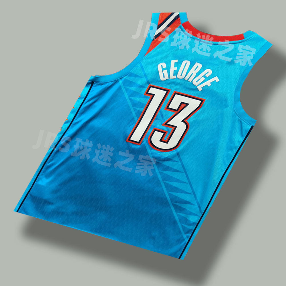 设计保罗乔治雷霆球衣13号球员版密刺绣版高端定制篮球服全明星