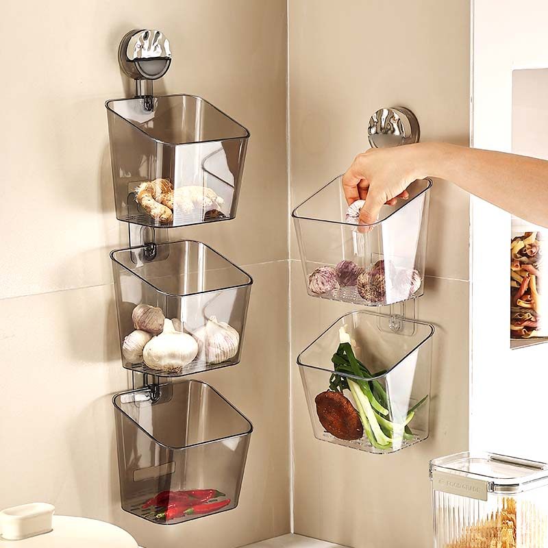 厨房葱姜蒜收纳盒筐多功能免打孔壁挂式吸盘置物架生姜大蒜小挂篮,厨房/烹饪用具,厨房置物架/置物柜/角架,淘宝优惠券,粉丝福利购,淘宝优惠卷