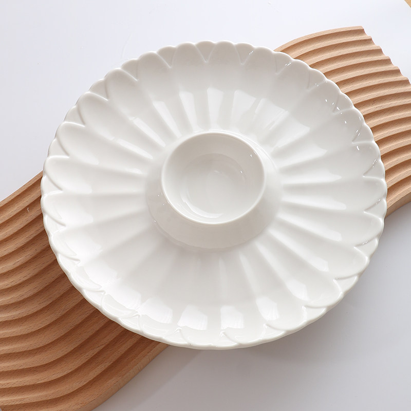 虾盘带醋碟吃饺子专用创意陶瓷水饺盘子菜碟盘子菜盘家用子母碟子,餐饮具,盘,淘宝优惠券,粉丝福利购,淘宝优惠卷