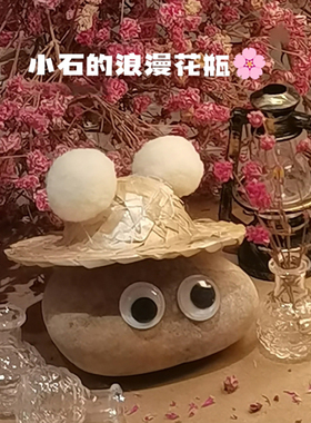 来自小石的浪漫！宠物石头用品迷你玻璃花瓶摆件浮雕微缩场景配件