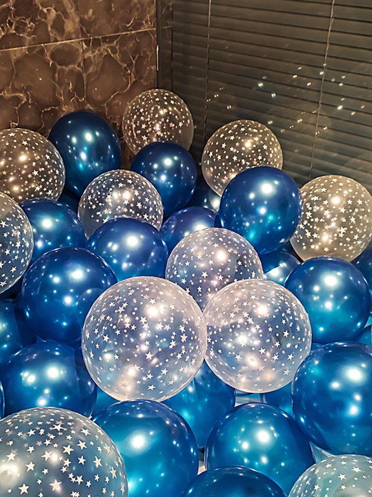 网红儿童生日气球装饰满天星透明结婚加厚场景派对装扮布置男孩