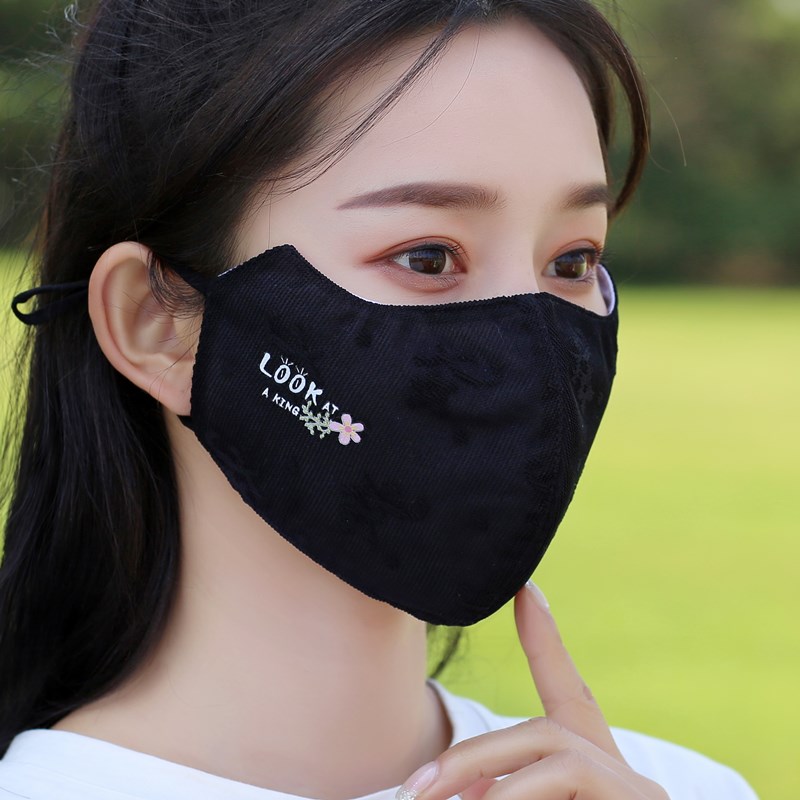 极速蕾丝口罩女春夏薄款防晒户外开车双层防紫外线透气时尚大面罩