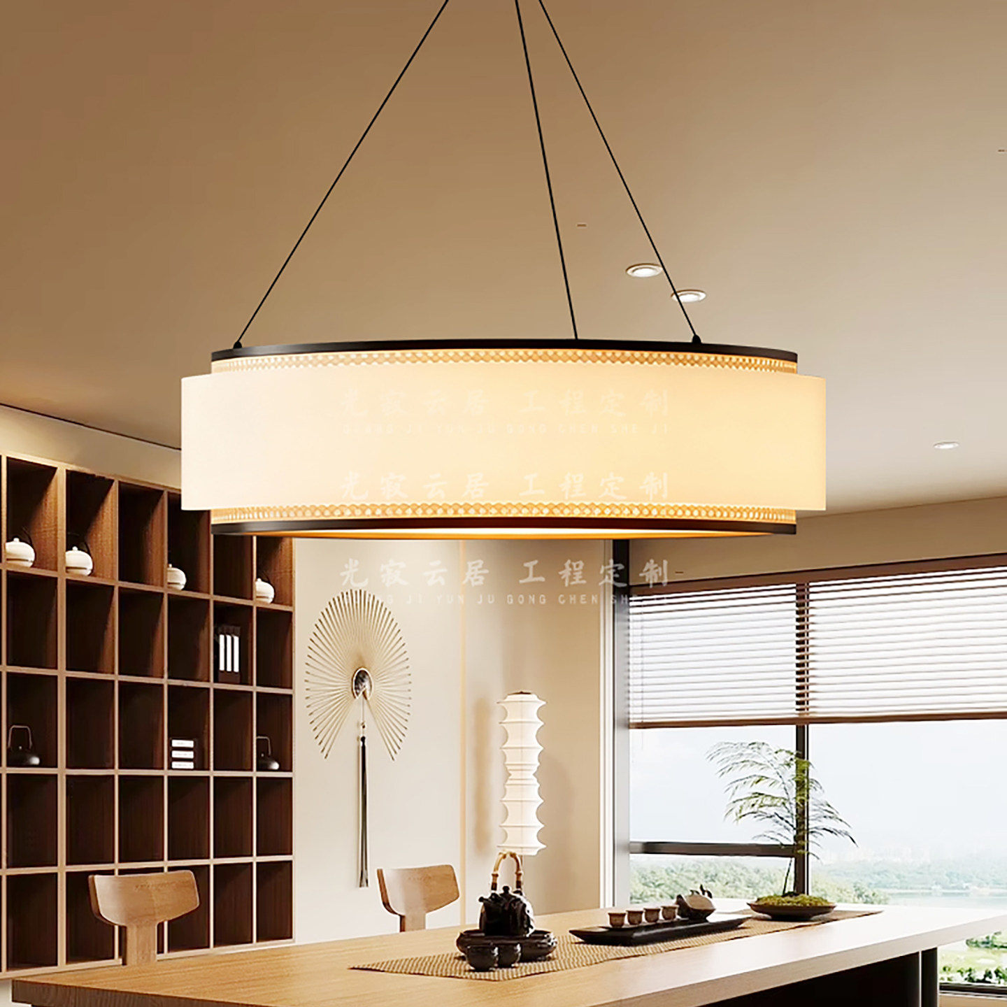 日式餐厅客厅卧室餐饮茶室禅意中国风书房包厢火锅店民宿布艺吊灯