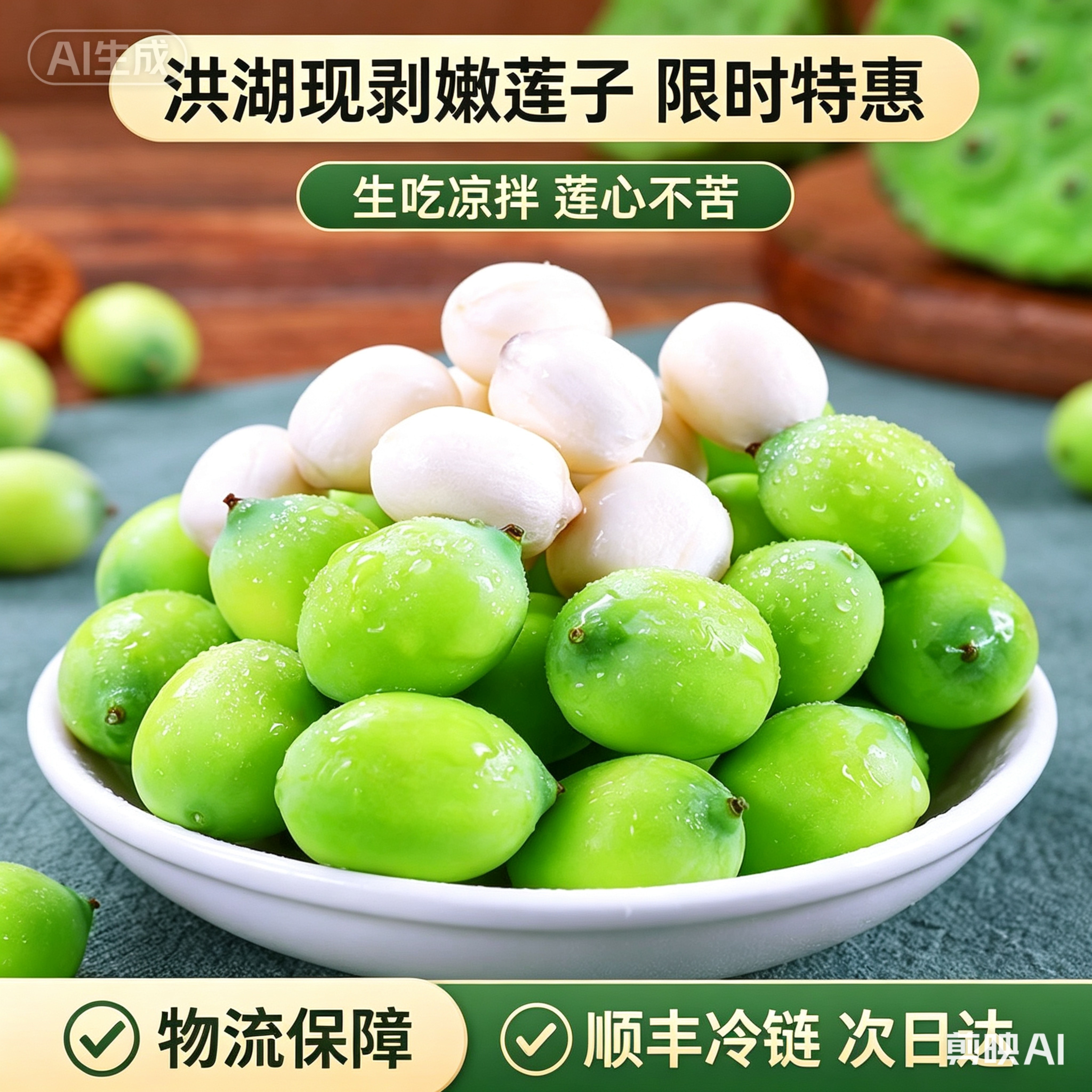 洪湖新鲜莲子米不带蓬现摘现剥生吃嫩甜水果莲子即食顺丰包邮