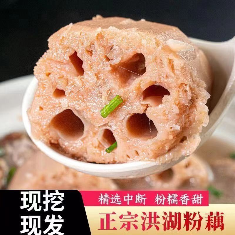 洪湖莲藕新鲜粉糯现挖湖北特产武汉九孔红粉藕带泥发顺丰精选中段