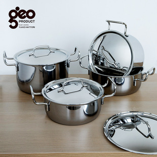 宫崎制作所日本进口GEO双耳汤锅7层不锈钢复合锅体无涂层炖锅煮