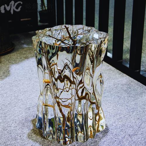 铂晶亚克力水晶树脂墩子树枝凳子茶凳透明工艺品软装饰品摆件