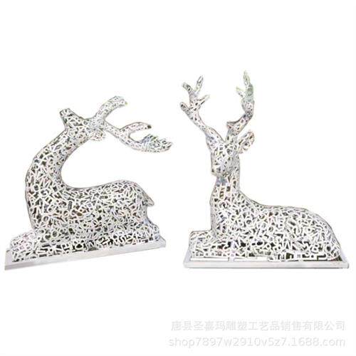 来图定制户外草坪不锈钢鹿雕塑镂空梅花鹿夜晚发光小鹿装饰品摆件