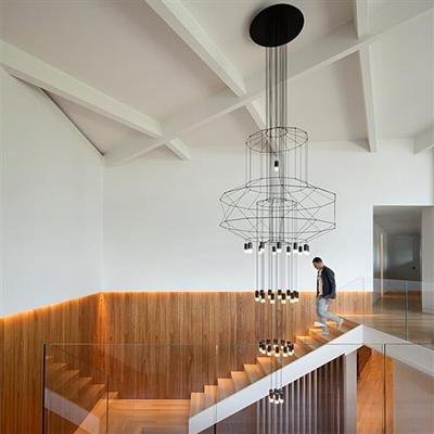 定制铁艺大吊灯后现代简约别墅中空客厅灯loft复式楼楼梯间长吊灯