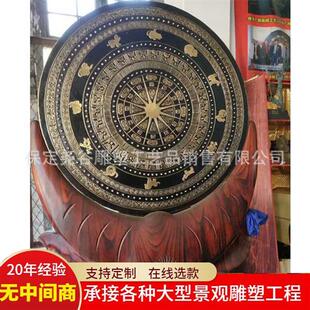 锻铜广西铜鼓大型现代民族黄铜景观广场园林仿古乐器鼓雕塑摆件