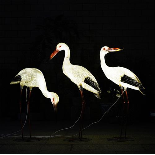 仿真户外雕塑白鹤摆件玻璃钢水池塘白鹭装饰花园林鸟景观仙鹤模型