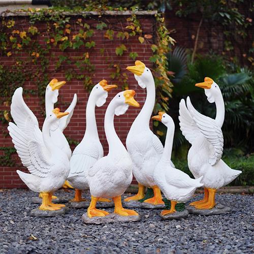 大灰白鹅摆件花园庭院子装饰玻璃钢树脂模型雕塑假狮头鹅仿真店铺