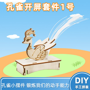 孔雀开屏套件1号diy科技小制作手工拼装光纤灯小夜灯发光灯材料包