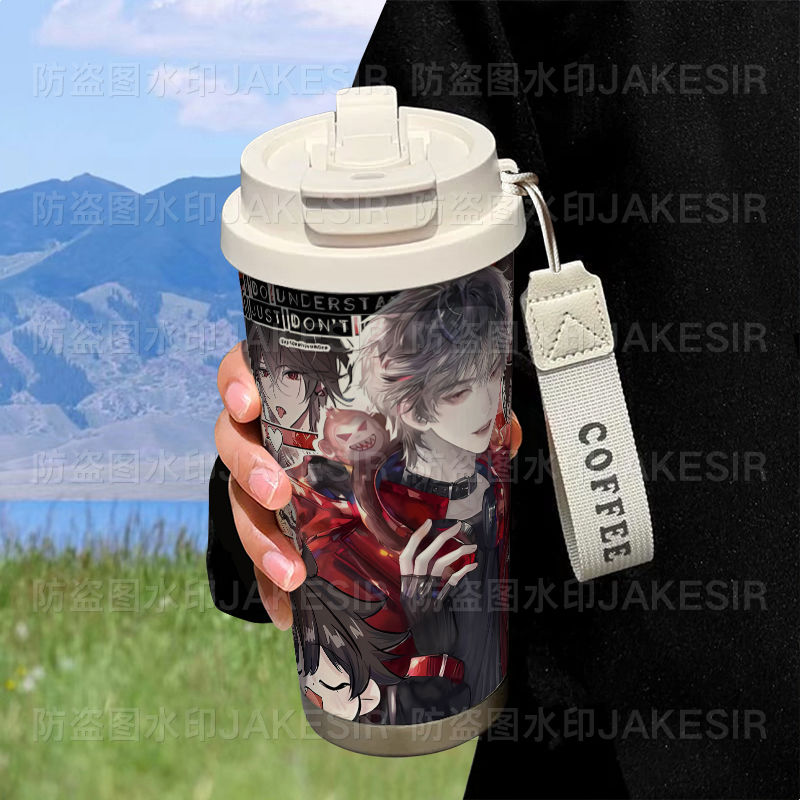 惊悚游戏牧四诚保温杯316不锈钢大容量吸管水杯车载咖啡杯男女