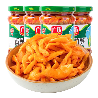 广乐香辣竹笋下饭菜177*4瓶 红油春笋麻辣开味菜早餐咸菜即食榨菜