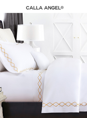 CallaAngel纯棉65支贡缎长绒棉欧式刺绣床品床单床笠被套四件套