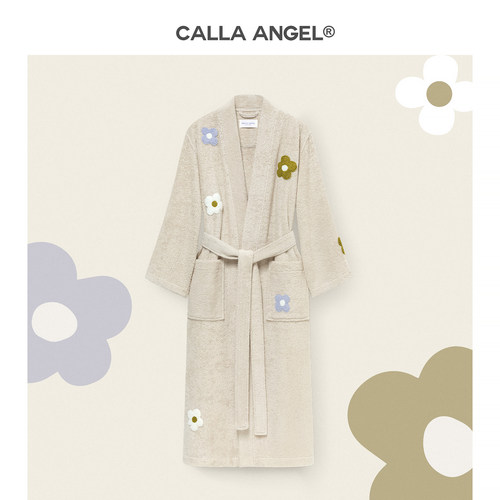 CallaAngel花朵纯棉毛巾料浴袍