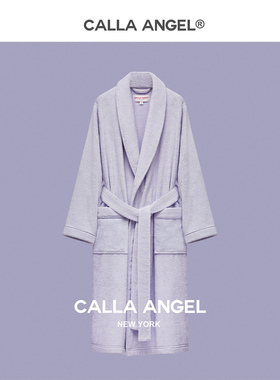 CallaAngel纯棉毛巾料浴袍柔软亲肤吸水家居睡袍女款紫色洗澡浴衣