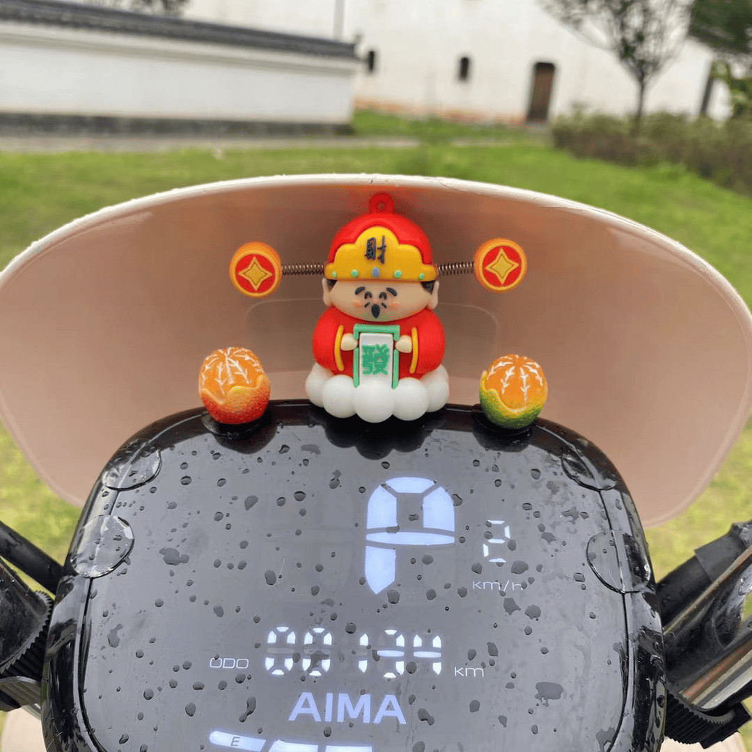 好运发财摆件电动车财神爷装饰小物件电瓶车摩托车装饰小物件创意